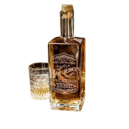Rec Etch Rectangle Decanter Bottle, Bourbon