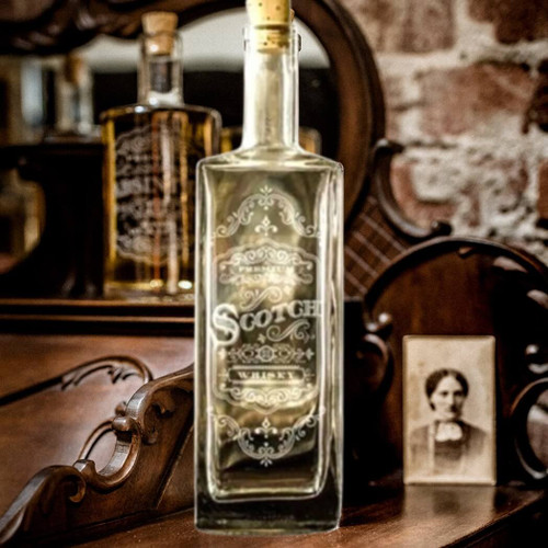 Rec Etch Rectangle Decanter Bottle, Scotch