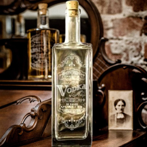 Rec Etch Rectangle Decanter Bottle, Vodka