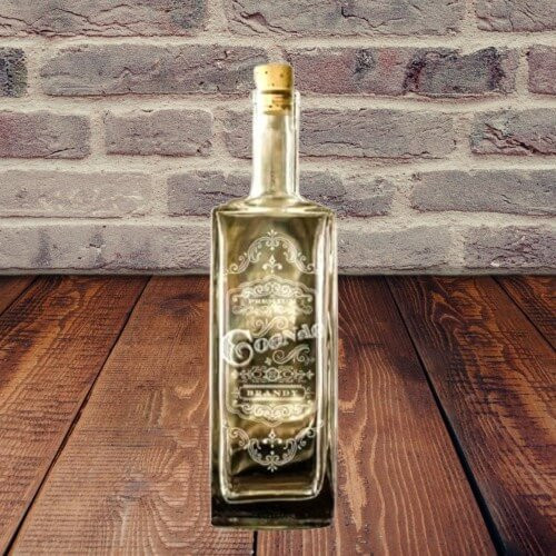 Rec Etch Rectangle Decanter Bottle, Cognac