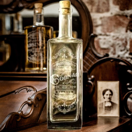 Rec Etch Rectangle Decanter Bottle, Cognac