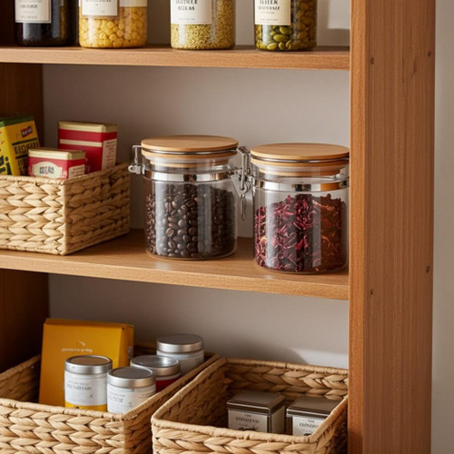 JoyJolt Borosilicate Glass Jars With Bamboo Lids, 19 fl oz