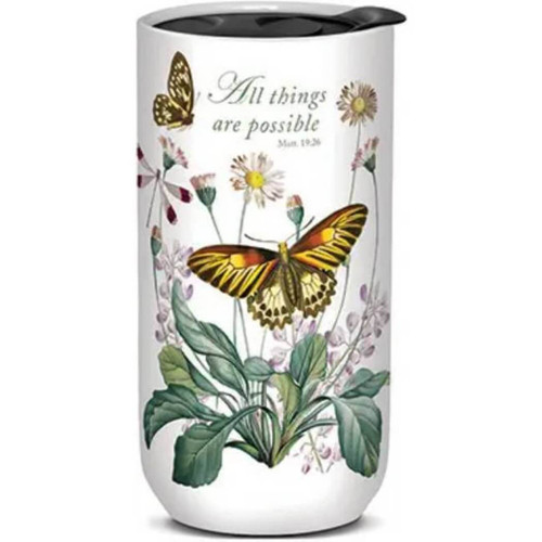 Punch Studio Travel Mug Natures Grace Daisy Butterflies