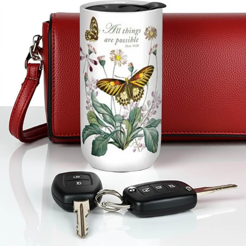 Punch Studio Travel Mug Natures Grace Daisy Butterflies