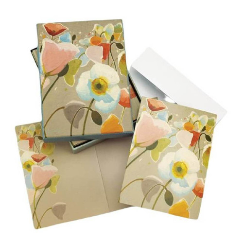 Crown Point Graphics Flowers on Tan - Boxed Note Cards, Box of 15 