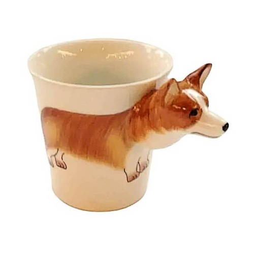 Sea Island Imports Stoneware 8-Oz Mug, Tan Corgi
