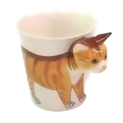  Sea Island Imports Stoneware 8-Oz Mug, Orange Tabby Cat 