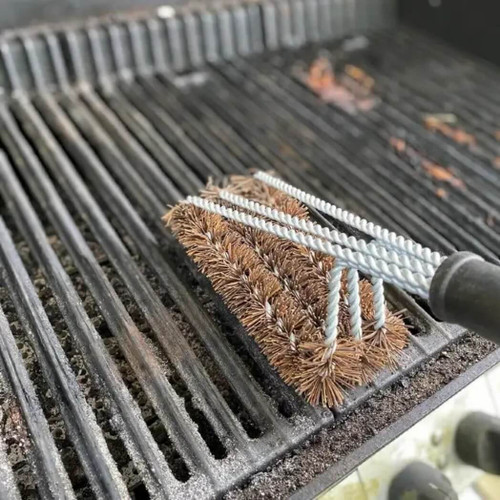 Outset 3-Head Natural Grill Brush with Coconut Bristles