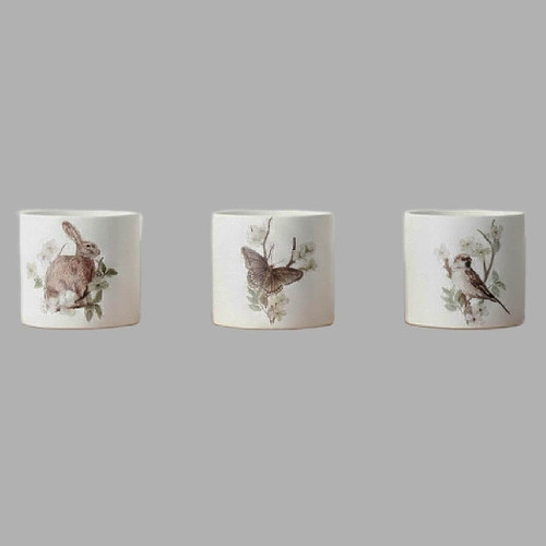Sullivans 5" Spring Print Decorative Pots, Set of 3