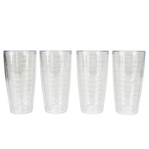  Boston Warehouse Plastic Acrylic 24-Ounce Tumbler Set, Clear 