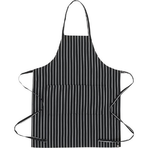 Chef Works Unisex Bib Apron, Black with Chalk Stripe Chef Works Unisex Bib Apron, Black with Chalk Stripe