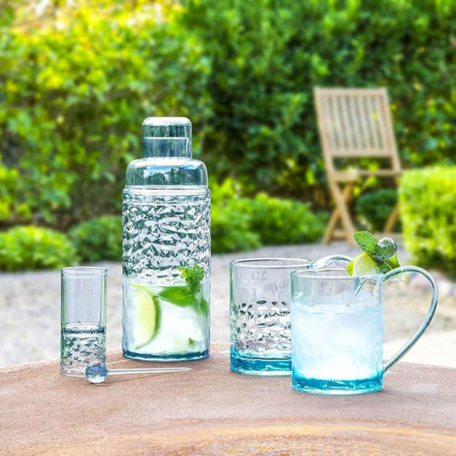 TarHong Cube Premium Acrylic Drinkware, Tumbler/Double Old Fashioned, Blue, Set of 6