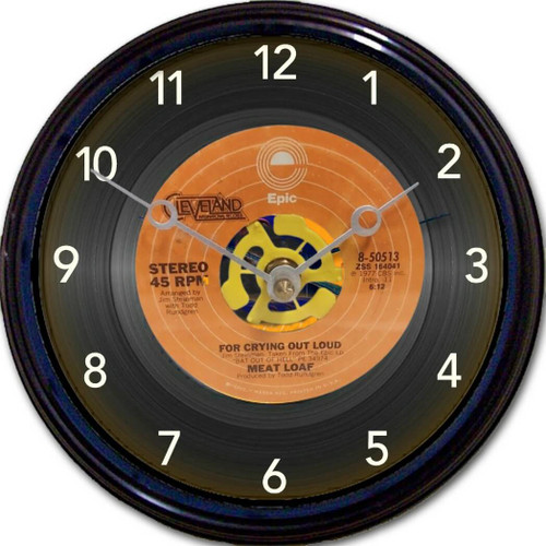 Vintage Recycled 45-RPM Record Desk Clock, Meat Loaf, Crying Out Loud