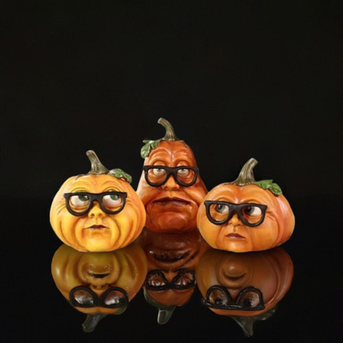 Gerson Company Resin Pumpkins with Glasses, Set of 3 