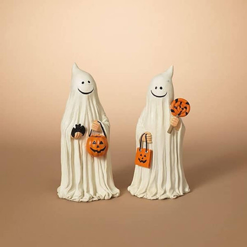 Gerson Company 9.4"H Resin Halloween Ghost Figurine, Set of 2