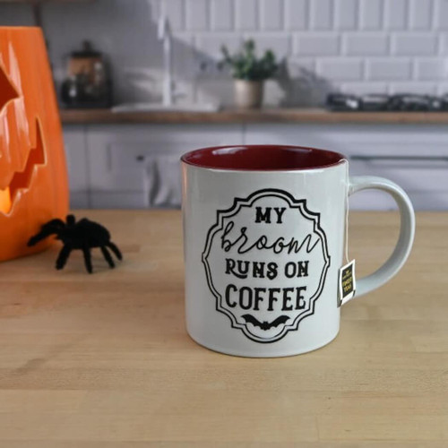 Boston Warehouse 18-Oz Coffee Mug, Broom Runs On Coffee