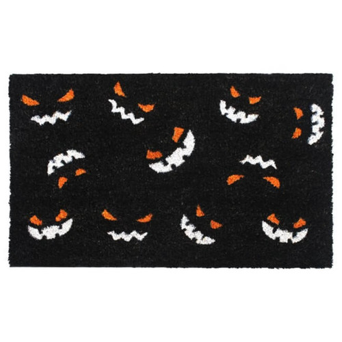 RugSmith White Pumpkin Faces Doormat, 18" X 30" 