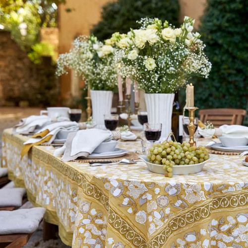 Couleur Nature Tablecloth, Forest Harvest Grey & Mustard