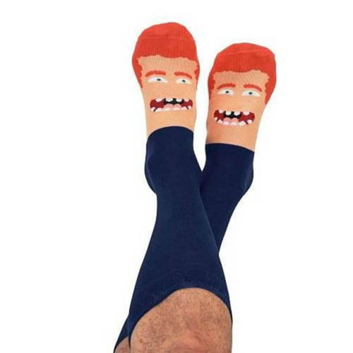 Snoozies Men's Redhead Face Socks, Blue
