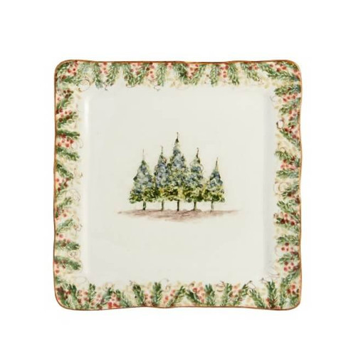 Arte Italica Natale Square Signed Platter
