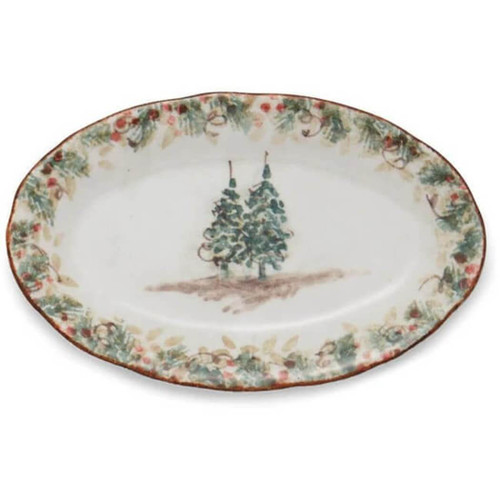 Natale Oval Platter, 17 x 12.5 Inches Arte Italica