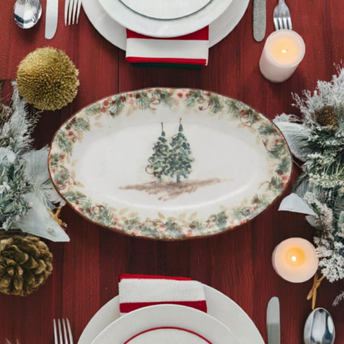 Arte Italica Natale Oval Platter, 17 x 12.5 Inches Arte Italica Natale Oval Platter, 17 x 12.5 Inches