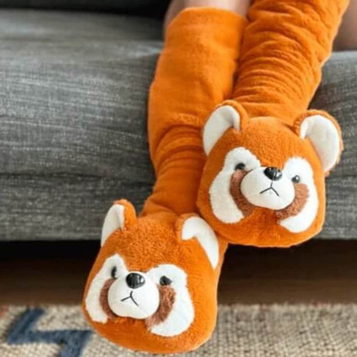 Oooh Yeah/Oooh Geez Red Panda Women's Sherpa Slipper Socks