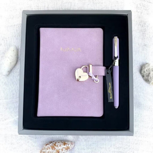 Victoria's Journals Vegan Leather Hard Cover Journal, Pouch and Pen Gift Set, Lilac