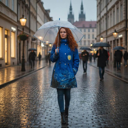 Galleria Raincoat Van Gogh Starry Night, Blue