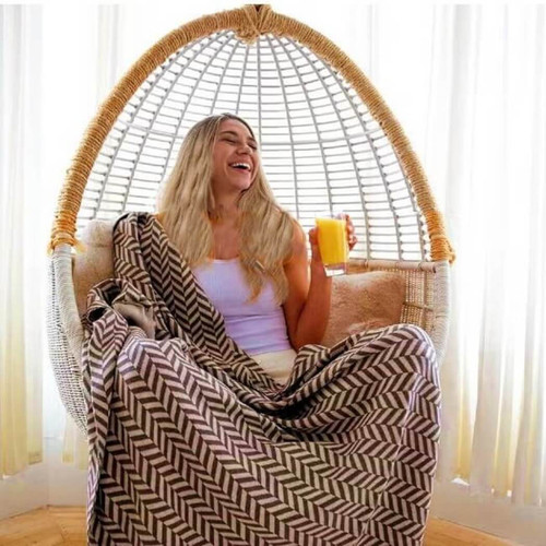 Pink Lemonade Zima Throw Blanket, Dark Brown, Oatmeal