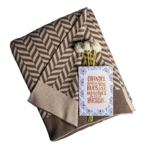 Pink Lemonade Zima Throw Blanket, Dark Brown, Oatmeal