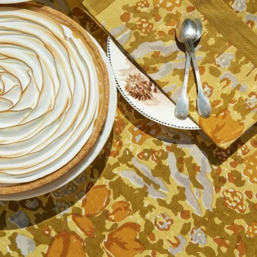 Couleur Nature Tablecloth Jardin Mustard & Grey, 71" x 128" Couleur Nature Tablecloth Jardin Mustard & Grey, 71" x 128"