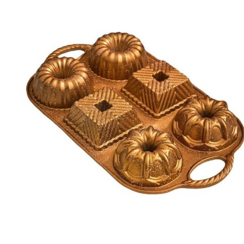Emsan Griss Six-In-One Non-Stick Cake Mold, Gold