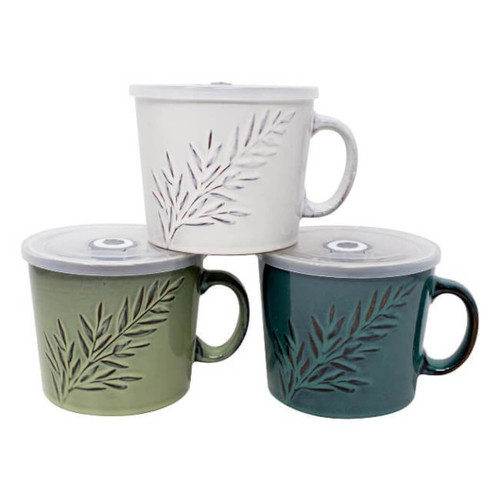 Boston Warehouse 20 Oz Souper Soup Mug with Lid, Foliage