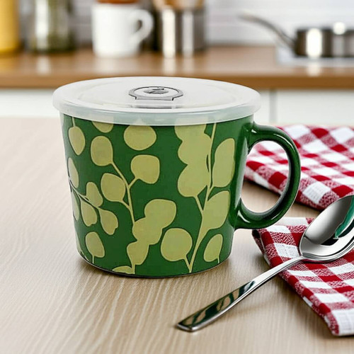 Boston Warehouse 20 Oz Souper Soup Mug with Lid, Foliage
