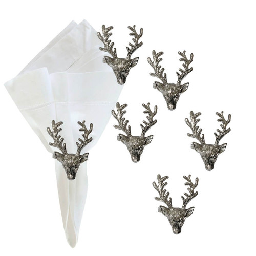 C&F Home Silver Stag Napkin Rings, Set of 6