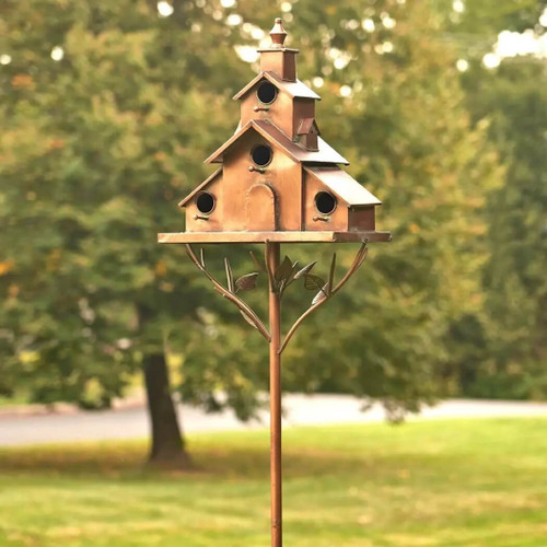 Zaer Ltd. Dublin Church Style Iron Condo Birdhouse On Stake