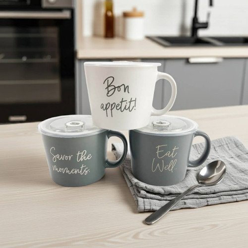 Boston Warehouse 22 Oz Souper Bowl Soup Mug, Bon Appétit!, Set of 3