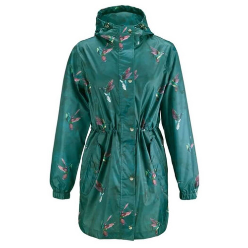 Galleria Soft Shell Raincoat, Hummingbirds, Green