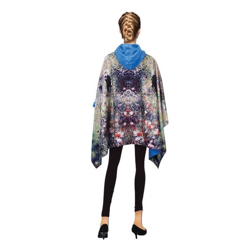 Galleria Renoir Woman with a Parasol in a Garden Reversible Rain Cape, Blue