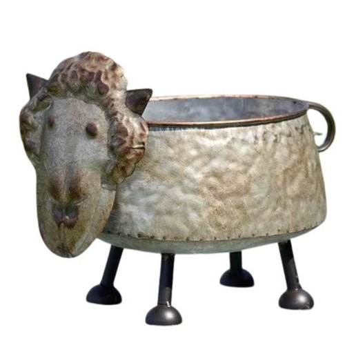 Zaer Ltd. Galvanized Metal Farm Animal Flower Planter Container, Sheep Zaer Ltd. Galvanized Metal Farm Animal Flower Planter Container, Sheep