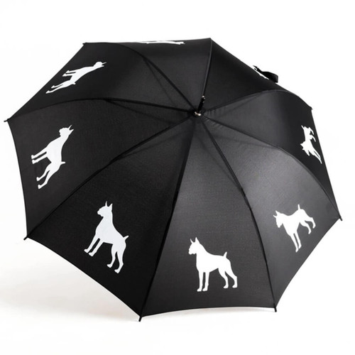 San Francisco Umbrella Co. Stick Umbrella Boxer, White on Black
