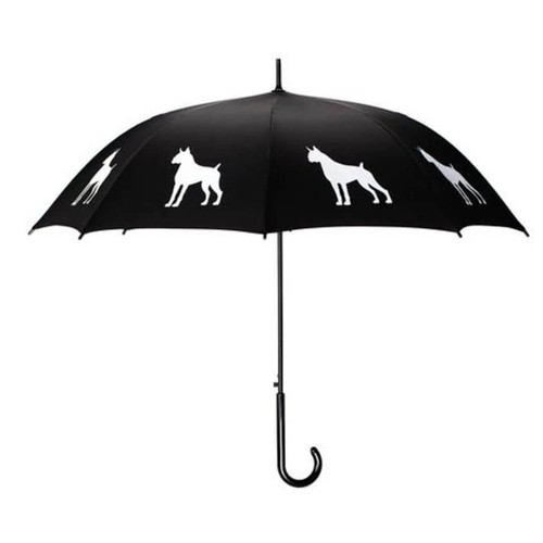 San Francisco Umbrella Co. Stick Umbrella Boxer, White on Black