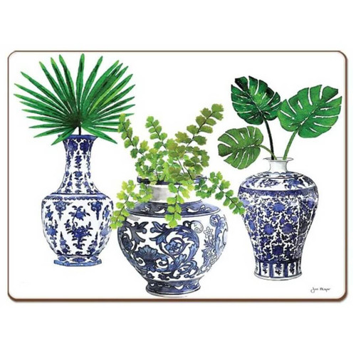  Cala Home Delft Blue Vases Hardboard Cork-Back Placemats, Set of 4 