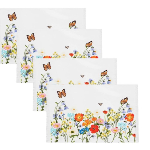 DII Design Imports Wildflower Meadow Embellished Placemats, Set of 4