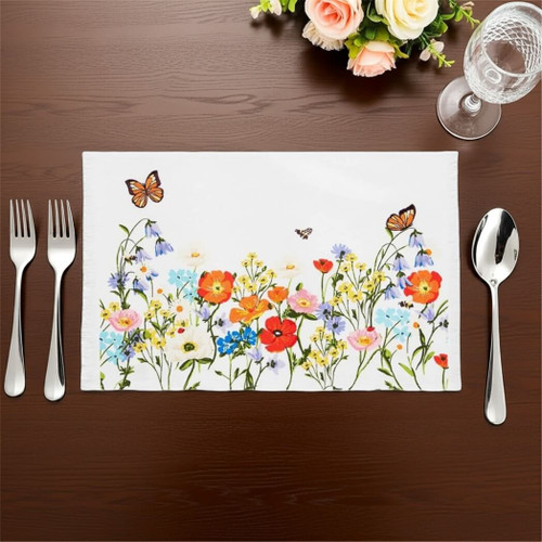 DII Design Imports Wildflower Meadow Embellished Placemats, Set of 4