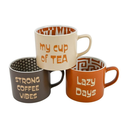 Boston Warehouse Lazy Days Mugs, Set of 3 