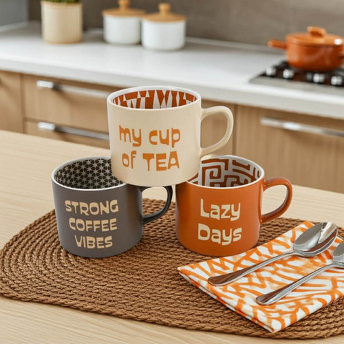 Boston Warehouse Lazy Days Mugs, Set of 3