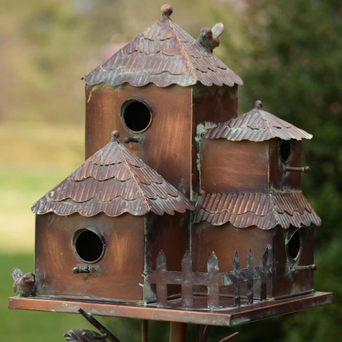 Zaer 73.75" Copper Colored Country Style Birdhouse Stake, Plumsteadville