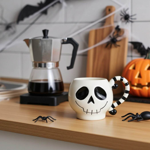 Boston Warehouse Halloween Skull Stripes 18-OZ Mug Boston Warehouse Halloween Skull Stripes 18-OZ Mug